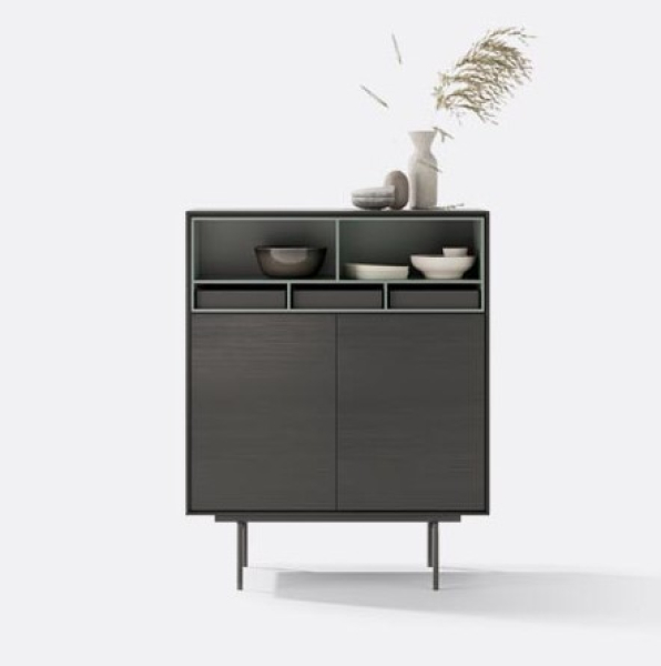 Treku Aura Highboard Kai Black Moosgrün